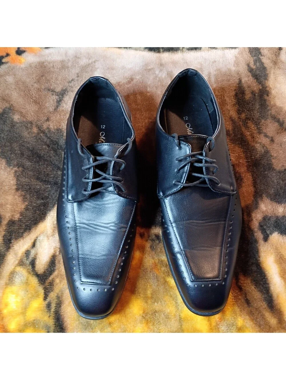 Marco Vitale Collezione Black Leather Dress Shoes Size 12